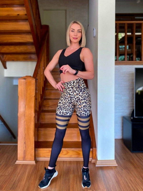 Helanke sa leopard printom i visokim strukom – Savannah Stride