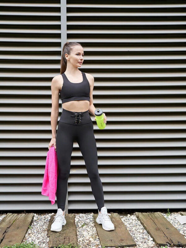 Crne helanke sa ekstra visokim strukom i vezivanjem – Lace Up